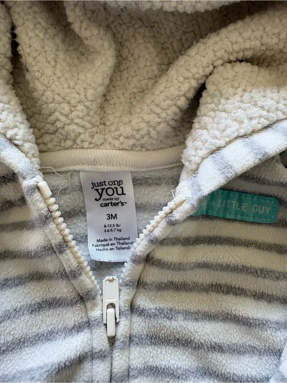 Carter's Gray Striped Hooded Baby Jacket Set - Zip Front- 3m